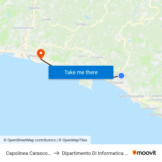 Carasco Ipercoop Terminal to Department of Computer Science and Mathematics map