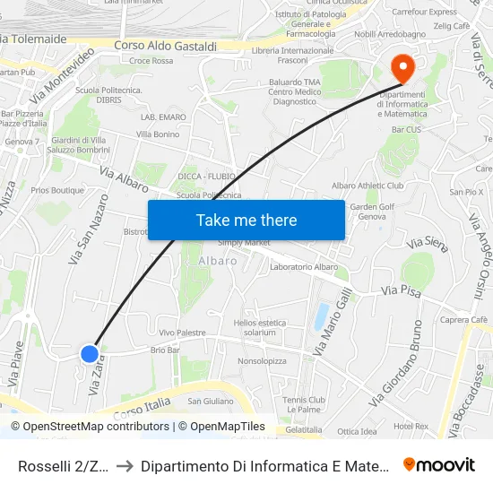 Rosselli 2/Zara to Dipartimento Di Informatica E Matematica map