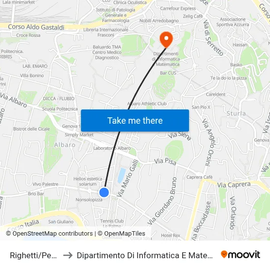 Righetti/Perosi to Dipartimento Di Informatica E Matematica map