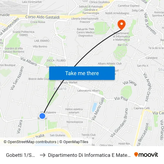 Gobetti 1/Sauro to Dipartimento Di Informatica E Matematica map