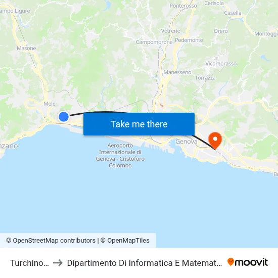 Turchino 9 to Department of Computer Science and Mathematics map