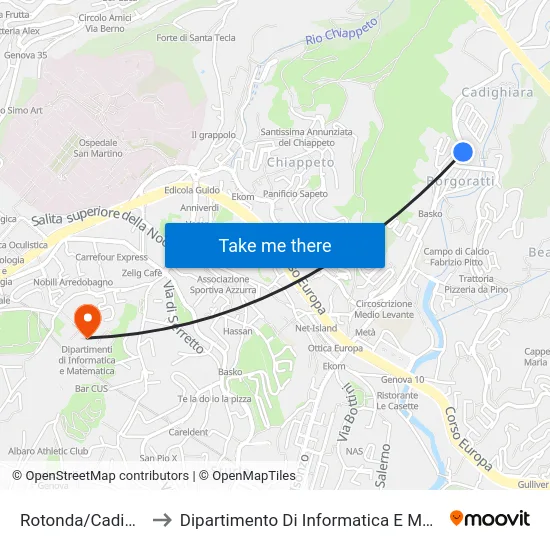 Rotonda/Cadighiara to Dipartimento Di Informatica E Matematica map
