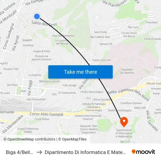 Biga 4/Bellotti to Dipartimento Di Informatica E Matematica map