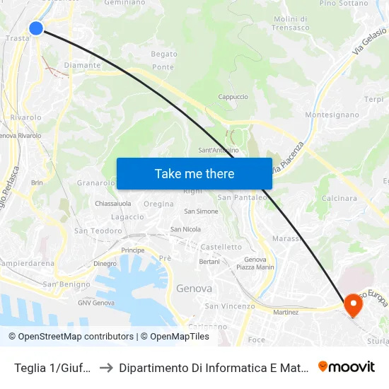 Teglia 1/Giuffrida to Department of Computer Science and Mathematics map