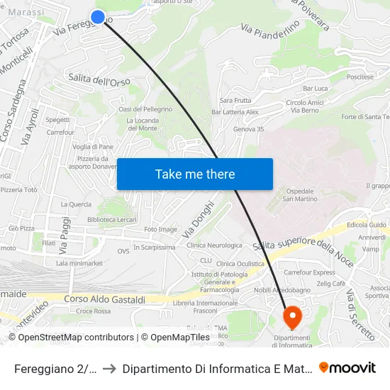 Fereggiano 2/Biga to Dipartimento Di Informatica E Matematica map