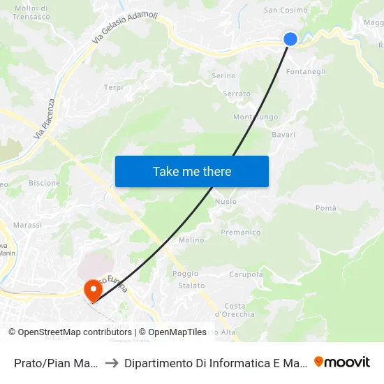 Prato/Pian Martello to Dipartimento Di Informatica E Matematica map