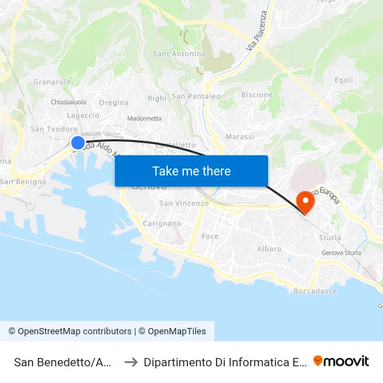 San Benedetto/Amba Alagi to Department of Computer Science and Mathematics map