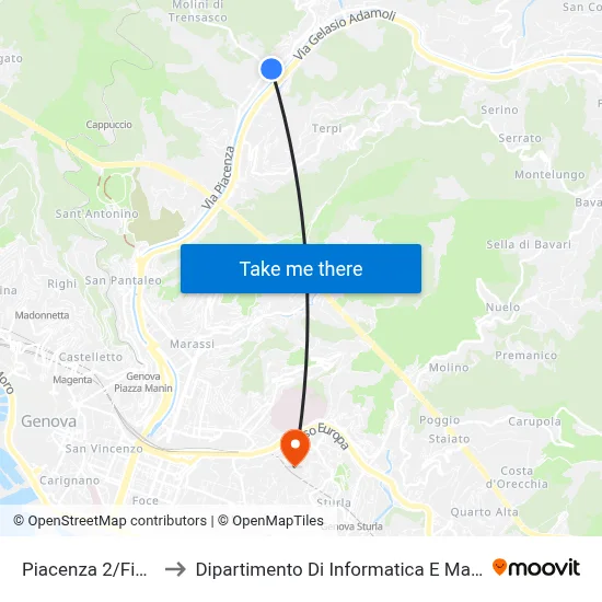 Piacenza 2/Fidenza to Dipartimento Di Informatica E Matematica map