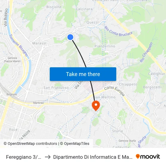 Fereggiano 3/Moro to Department of Computer Science and Mathematics map