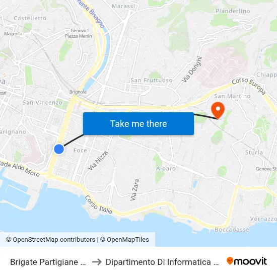 Brigate Partigiane 2/Ruspoli to Dipartimento Di Informatica E Matematica map