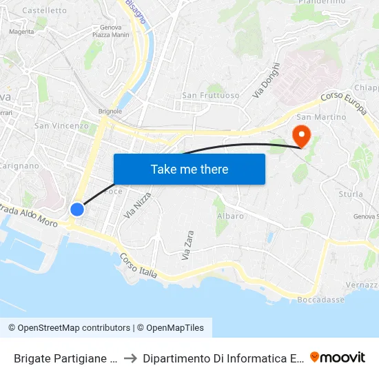 Brigate Partigiane 1/Gestro to Dipartimento Di Informatica E Matematica map