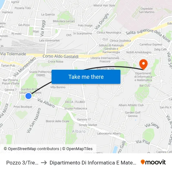 Pozzo 3/Trento to Dipartimento Di Informatica E Matematica map