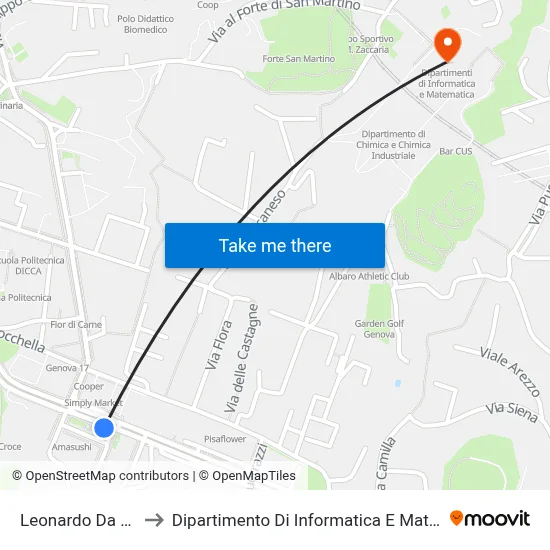 Leonardo Da Vinci to Department of Computer Science and Mathematics map