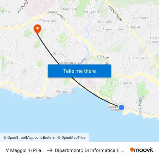 V Maggio 1/Priaruggia to Dipartimento Di Informatica E Matematica map