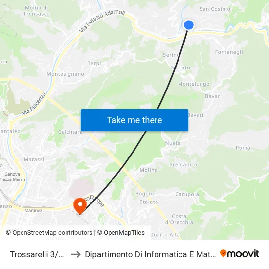 Trossarelli 3/Fazio to Department of Computer Science and Mathematics map