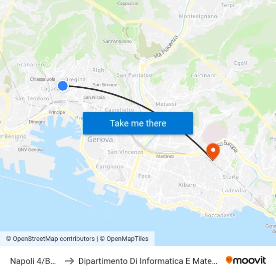 Naples 4/Boine to Department of Computer Science and Mathematics map