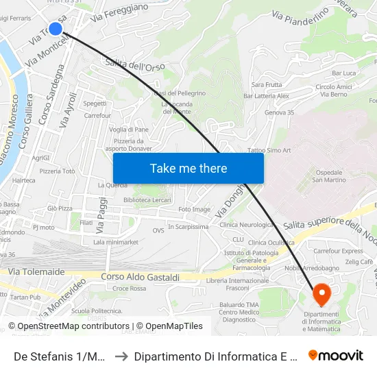 De Stefanis 1/Monticelli to Dipartimento Di Informatica E Matematica map