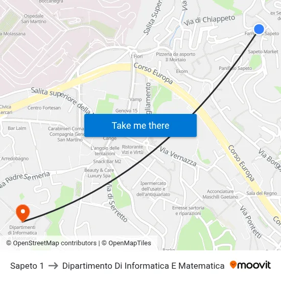 Sapeto 1 to Dipartimento Di Informatica E Matematica map