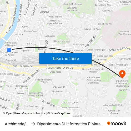 Archimede/Asl to Dipartimento Di Informatica E Matematica map