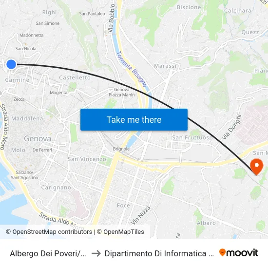 Albergo Dei Poveri/Universita' to Dipartimento Di Informatica E Matematica map