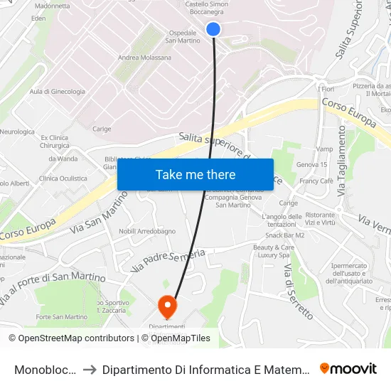 Monoblocco to Dipartimento Di Informatica E Matematica map
