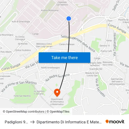 Padiglioni 9-13 to Dipartimento Di Informatica E Matematica map