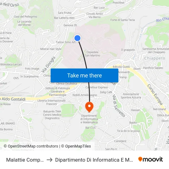 Malattie Complesse to Dipartimento Di Informatica E Matematica map