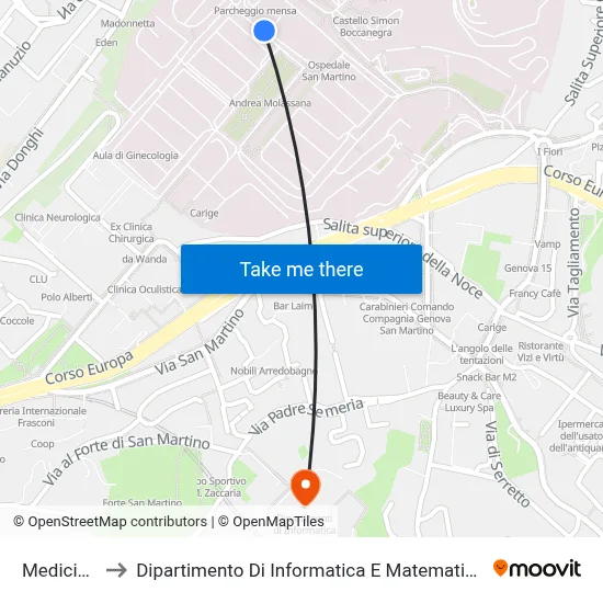 Medicine to Department of Computer Science and Mathematics map