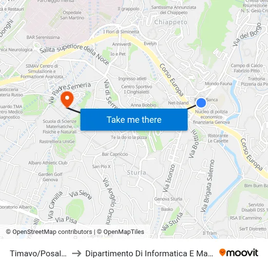 Timavo/Posalunga to Department of Computer Science and Mathematics map