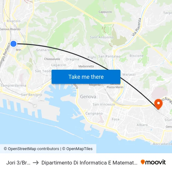 Jori 3/Brin to Dipartimento Di Informatica E Matematica map
