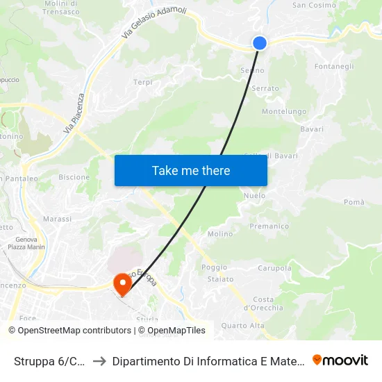 Struppa 6/Creto to Dipartimento Di Informatica E Matematica map