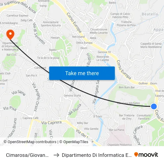 Cimarosa/Giovanni Maggio to Dipartimento Di Informatica E Matematica map