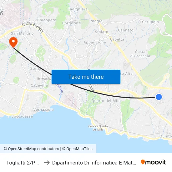 2 Togliatti/Palloa to Department of Computer Science and Mathematics map