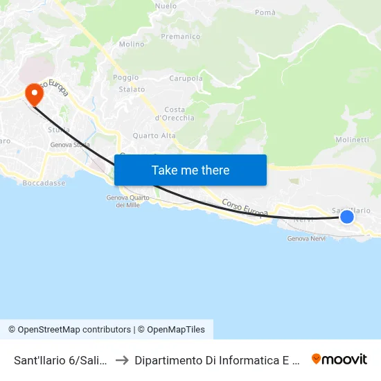 Sant'Ilario 6/Salita Noffi to Dipartimento Di Informatica E Matematica map