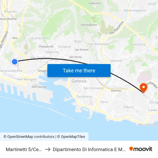 Martinetti 5/Cevasco to Department of Computer Science and Mathematics map