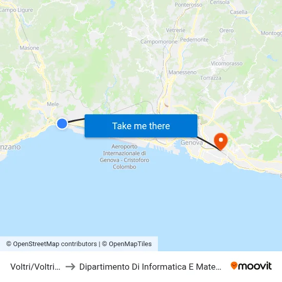 Voltri/Voltri Station to Department of Computer Science and Mathematics map