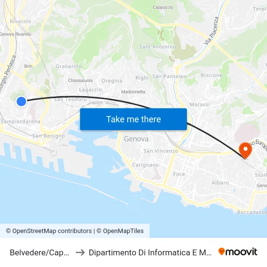 Belvedere/Capolinea to Dipartimento Di Informatica E Matematica map