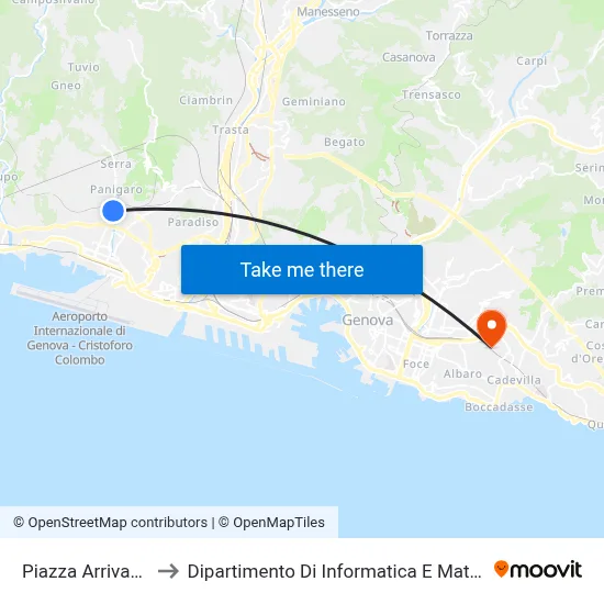 Arrivabene Square to Department of Computer Science and Mathematics map
