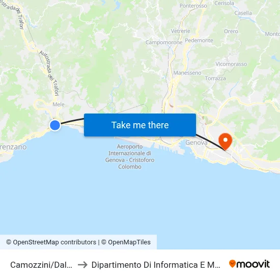Camozzini/Dall'Orto to Dipartimento Di Informatica E Matematica map