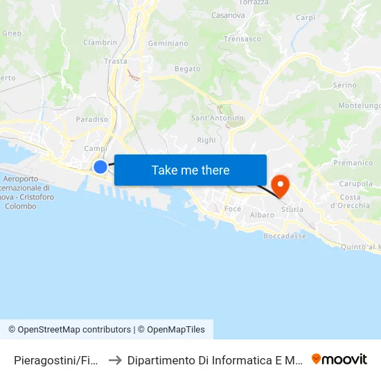 Pieragostini/Fiumara to Dipartimento Di Informatica E Matematica map