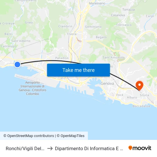 Ronchi/Vigili Del Fuoco to Dipartimento Di Informatica E Matematica map