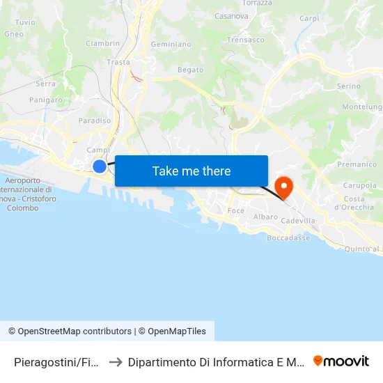 Pieragostini/Fiumara to Department of Computer Science and Mathematics map