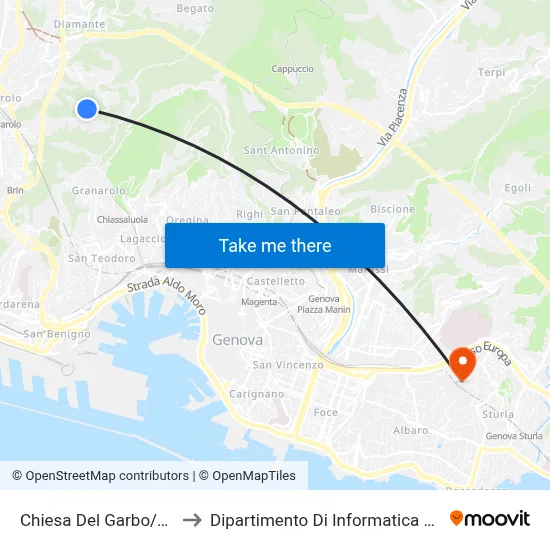 Garbo Church/Terminal to Department of Computer Science and Mathematics map