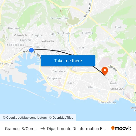 Gramsci 3/Commenda to Dipartimento Di Informatica E Matematica map