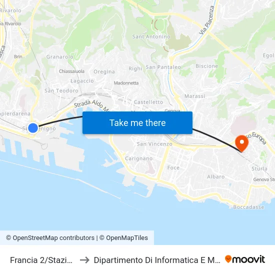 Francia 2/Stazione FS to Dipartimento Di Informatica E Matematica map