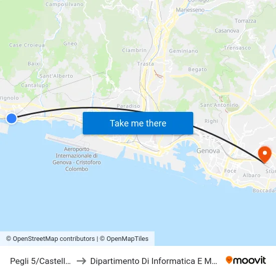 Pegli 5/Castelluccio to Dipartimento Di Informatica E Matematica map