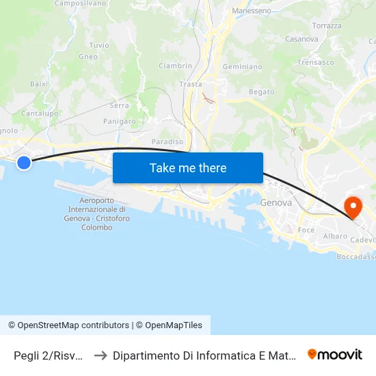 Pegli 2/Risveglio to Department of Computer Science and Mathematics map
