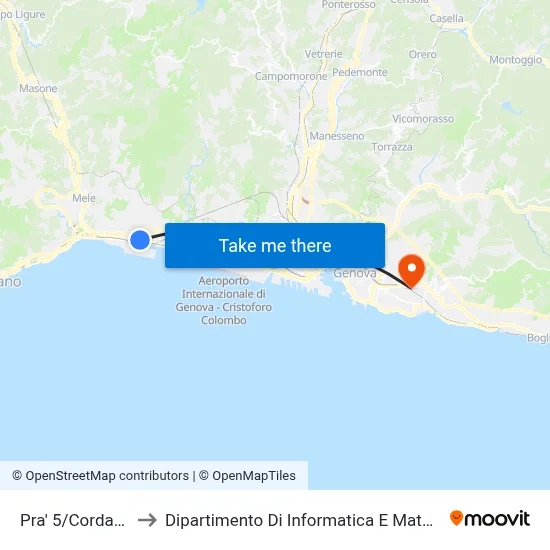 Pra' 5/Cordanieri to Department of Computer Science and Mathematics map