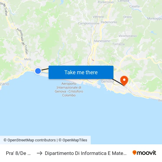 Pra' 8/De Mari to Dipartimento Di Informatica E Matematica map