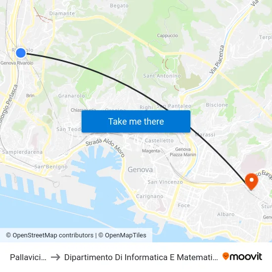 Pallavicini to Dipartimento Di Informatica E Matematica map